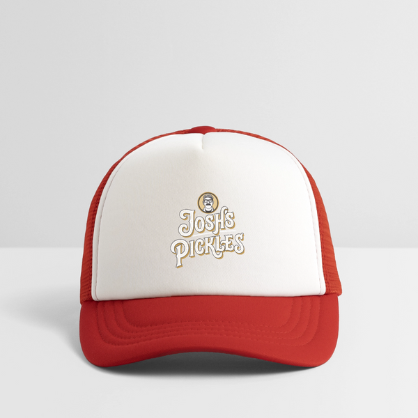 Josh's Pickles Logo Youth Trucker Hat - white/red