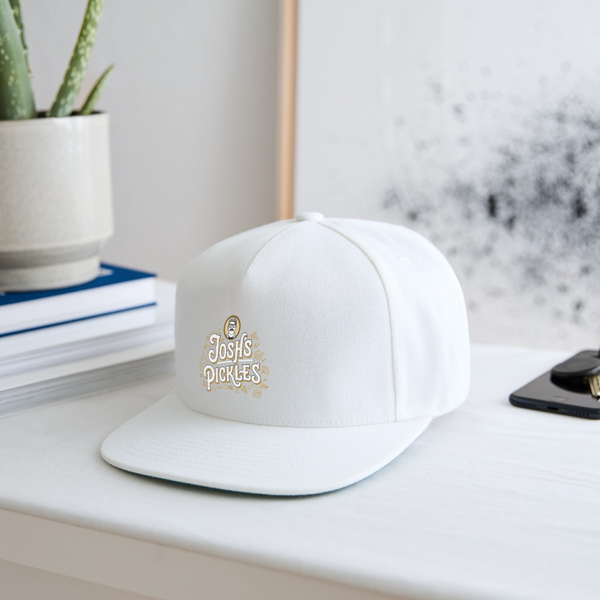 Josh's Pickles Logo Snapback Baseball Cap - white