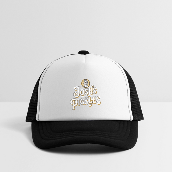 Josh's Pickles Logo Youth Trucker Hat - white/black