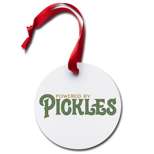 Josh’s Pickles Icon & Powered by Pickles Holiday Ornament - white