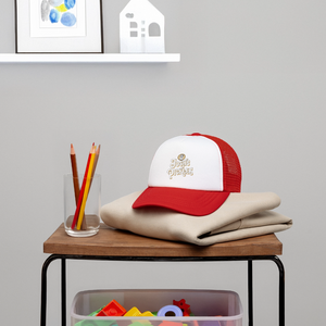 Josh's Pickles Logo Youth Trucker Hat - white/red