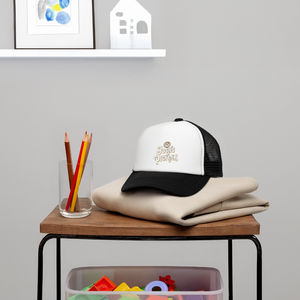 Josh's Pickles Logo Youth Trucker Hat - white/black