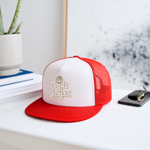 Josh's Pickles Logo Trucker Hat - white/red