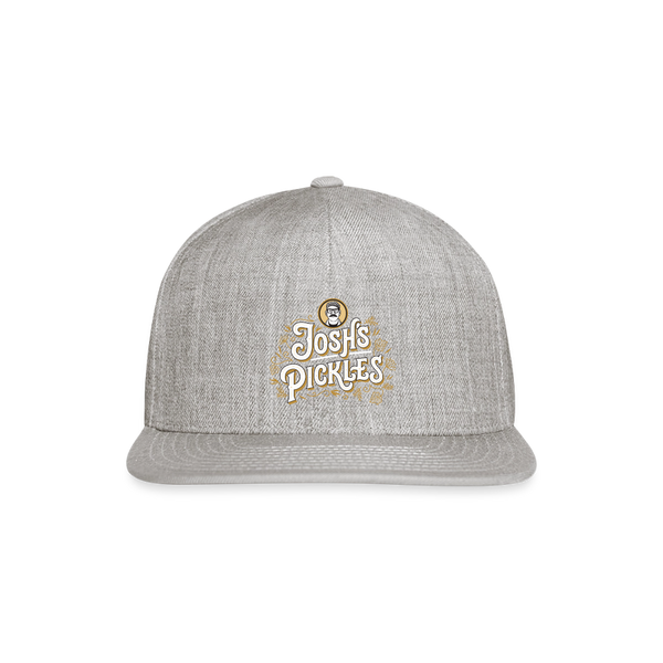 Josh's Pickles Logo Snapback Baseball Cap - heather gray