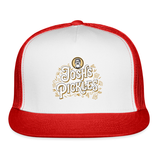 Josh's Pickles Logo Trucker Hat - white/red