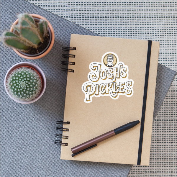 Josh's Pickles Logo Sticker - white glossy