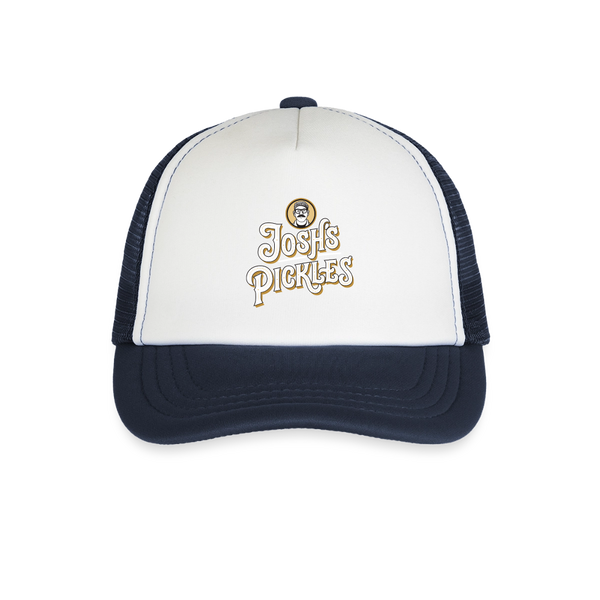 Josh's Pickles Logo Youth Trucker Hat - white/navy