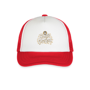 Josh's Pickles Logo Kid's Trucker Cap - white/red