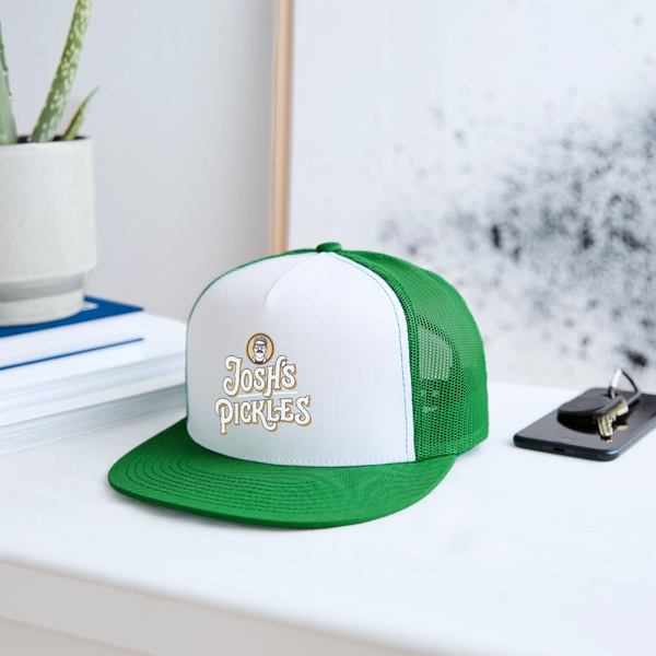 Josh's Pickles Logo Trucker Hat - white/kelly green