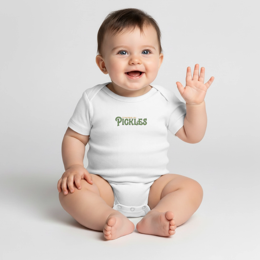 Powered by Pickles Baby Onesie - white
