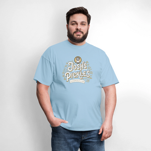 Josh's Pickles Logo 100% Cotton T-Shirt - powder blue