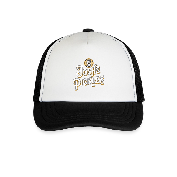Josh's Pickles Logo Youth Trucker Hat - white/black
