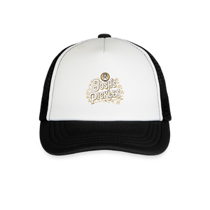 Josh's Pickles Logo Kid's Trucker Cap - white/black