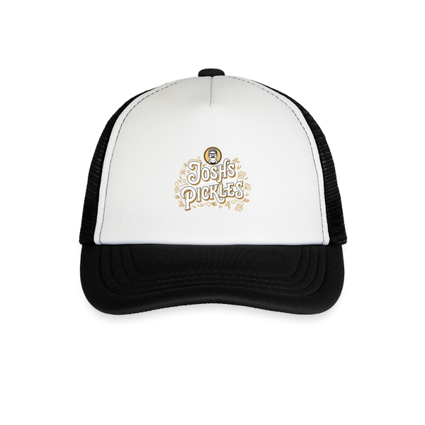 Josh's Pickles Logo Kid's Trucker Cap - white/black