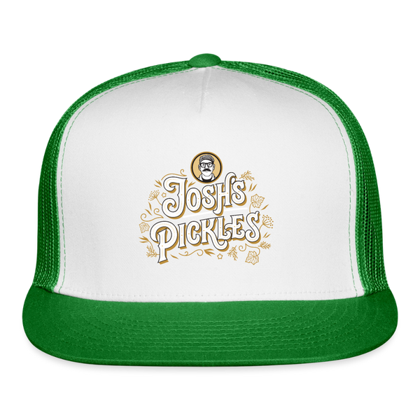 Josh's Pickles Logo Trucker Hat - white/kelly green