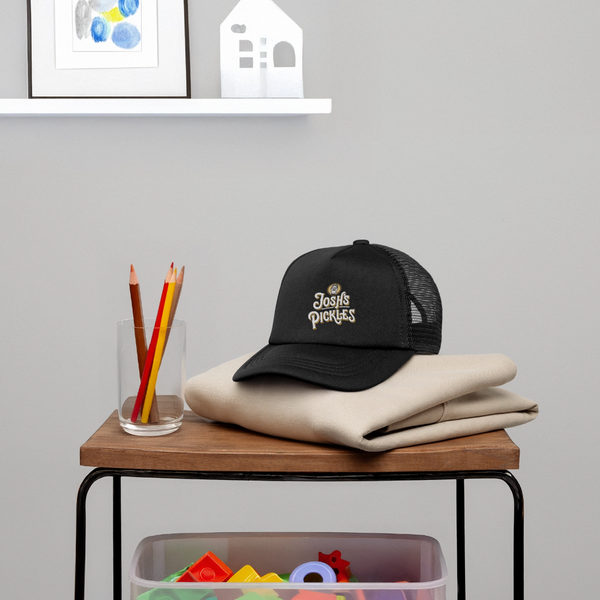 Josh's Pickles Logo Youth Trucker Hat - black