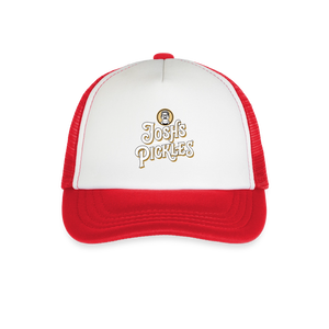 Josh's Pickles Logo Youth Trucker Hat - white/red