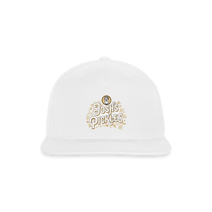 Josh's Pickles Logo Snapback Baseball Cap - white