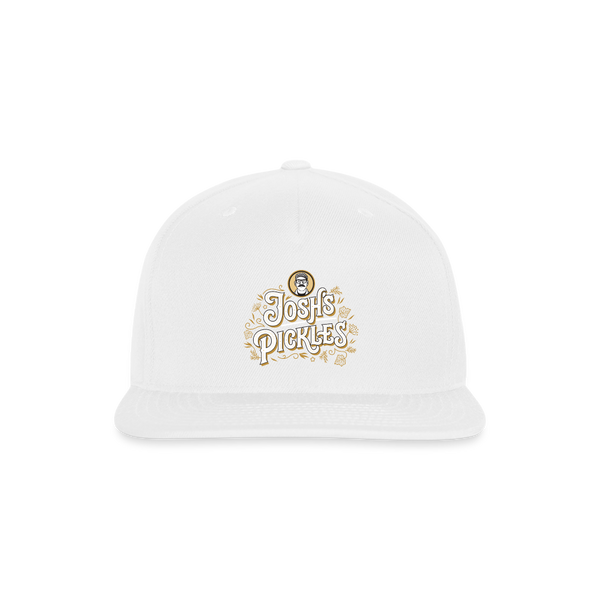 Josh's Pickles Logo Snapback Baseball Cap - white