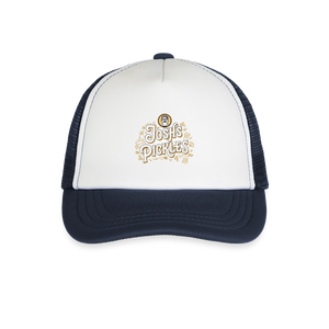 Josh's Pickles Logo Kid's Trucker Cap - white/navy