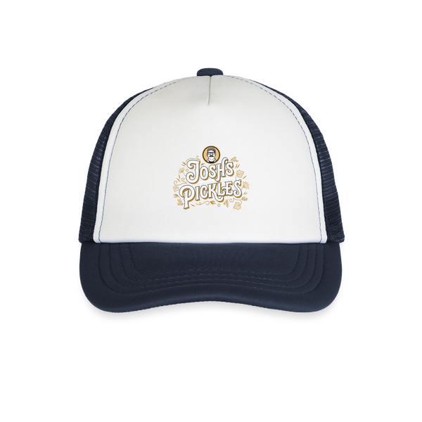 Josh's Pickles Logo Kid's Trucker Cap - white/navy