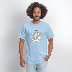 Josh's Pickles Logo 100% Cotton T-Shirt - powder blue
