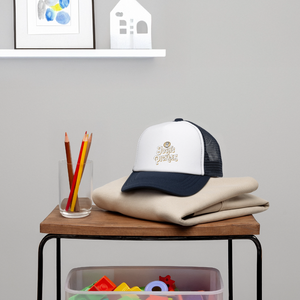 Josh's Pickles Logo Youth Trucker Hat - white/navy