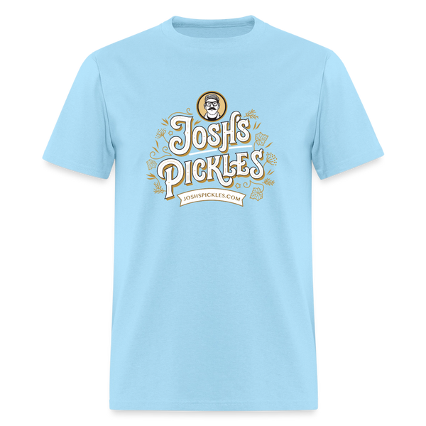 Josh's Pickles Logo 100% Cotton T-Shirt - powder blue