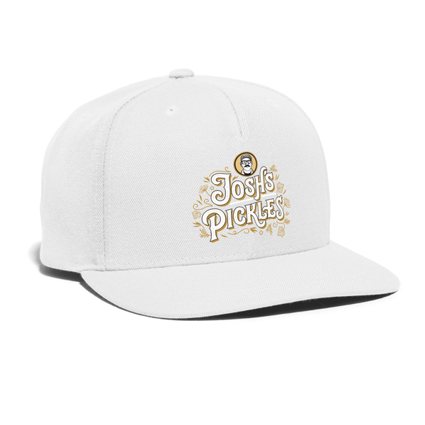 Josh's Pickles Logo Snapback Baseball Cap - white