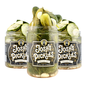 Three-jar Dill Starter Pack with Heritage Dill Slices and Wholes, open