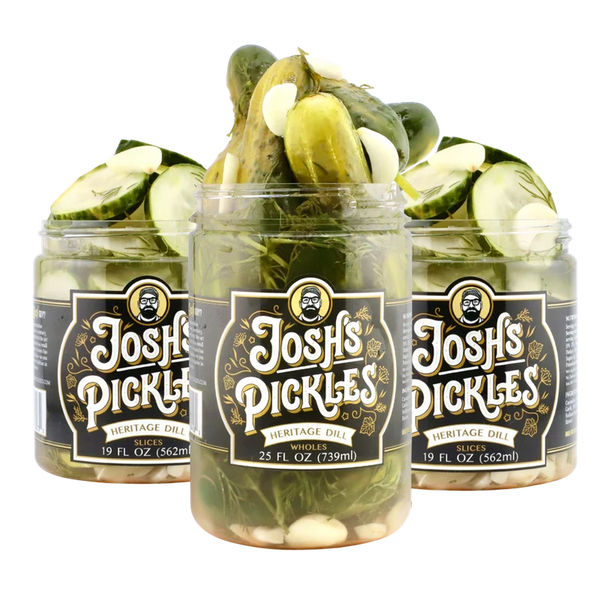 Three-jar Dill Starter Pack with Heritage Dill Slices and Wholes, open