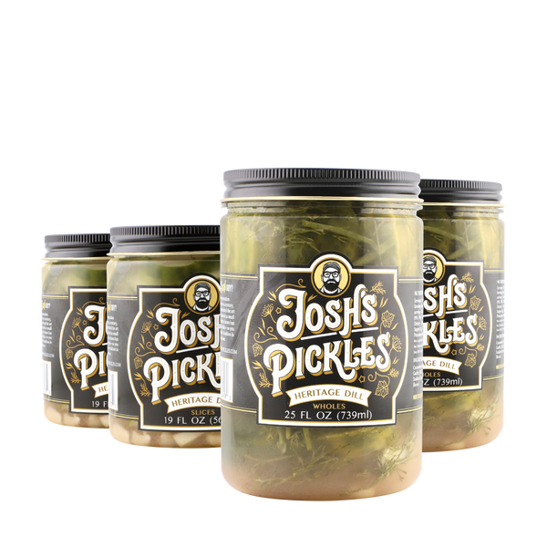 Four-jar Dill Starter Pack with Heritage Dill Slices and Wholes, closed